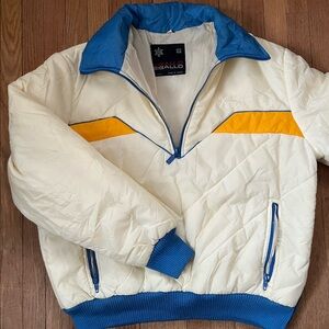 Men's Cream and Blue Quilted Jacket